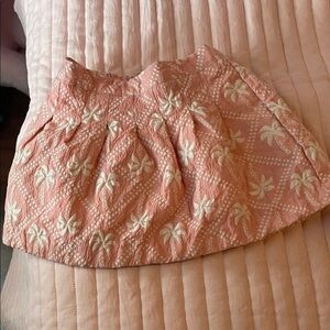 Girls Pink Embroidered Floral Circle Skirt